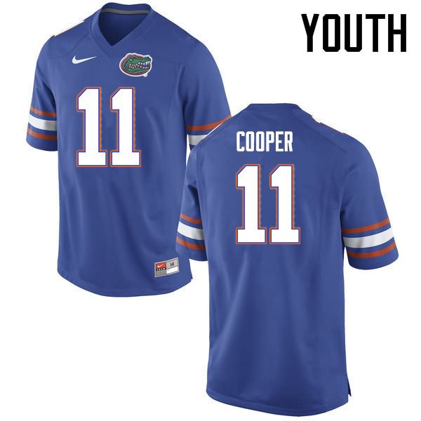 NCAA Florida Gators Riley Cooper Youth #11 Nike Blue Stitched Authentic College Football Jersey LYA1064MA